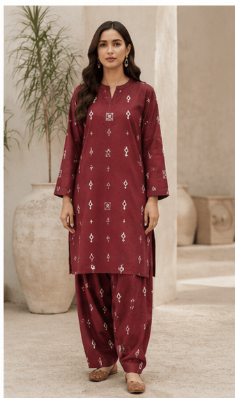 Merlot Embroidered Lawn 2-Piece