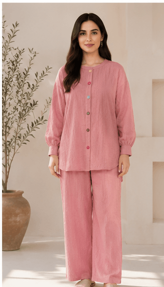 Blush Button-Down Co-ord Set