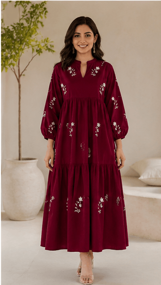 Gulnaar Embroidered Lawn Frock